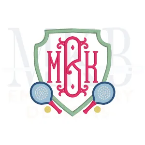 Platform Tennis Crest Embroidery Design, Paddle Tennis, Machine Embroidery Design File