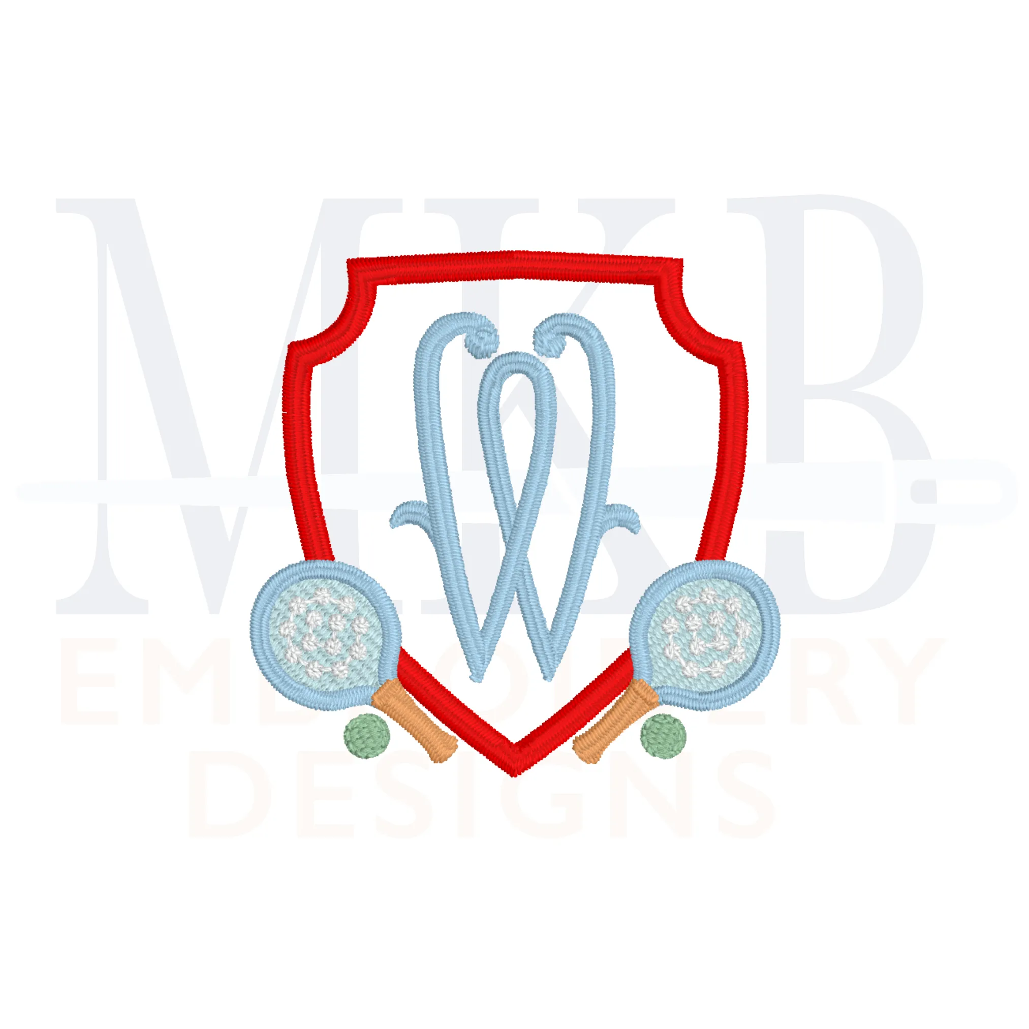 Platform Tennis Crest Embroidery Design, Paddle Tennis, Machine Embroidery Design File