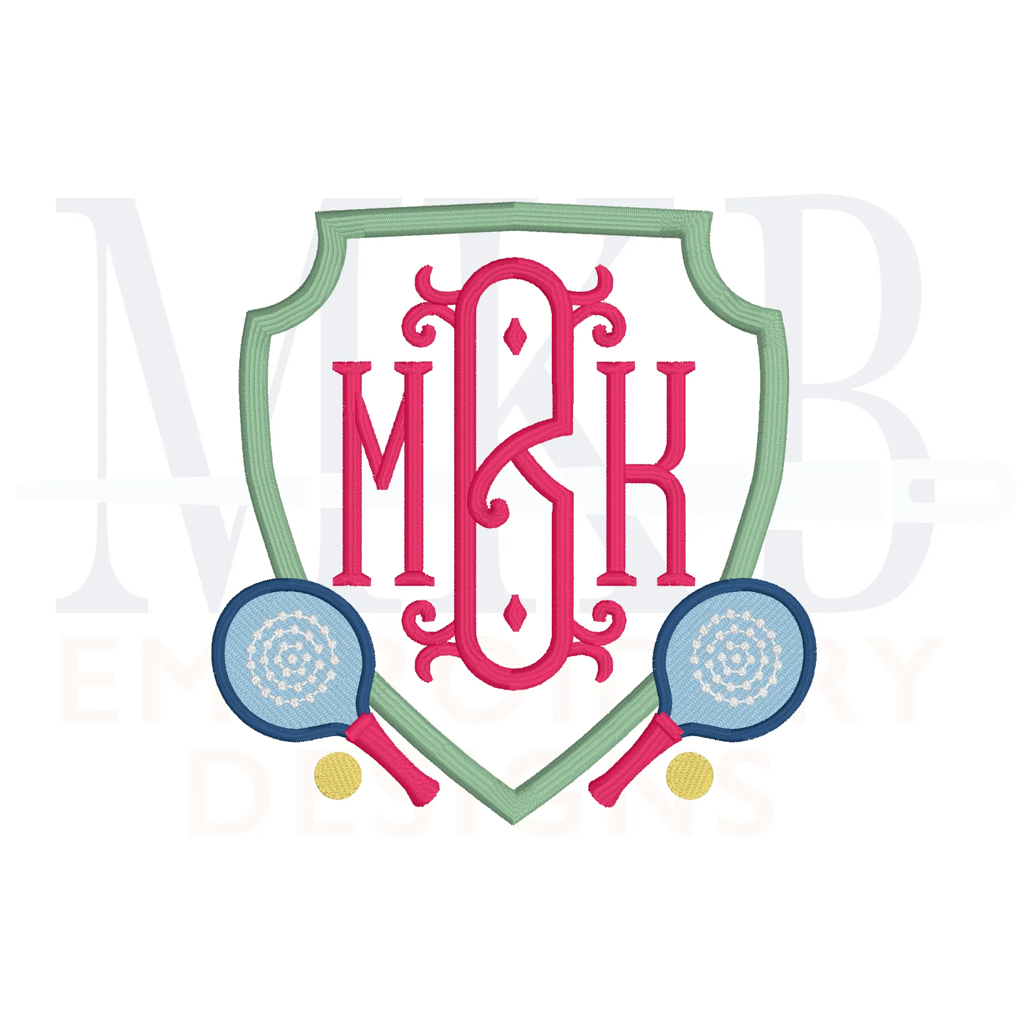 Platform Tennis Crest Embroidery Design, Paddle Tennis, Machine Embroidery Design File