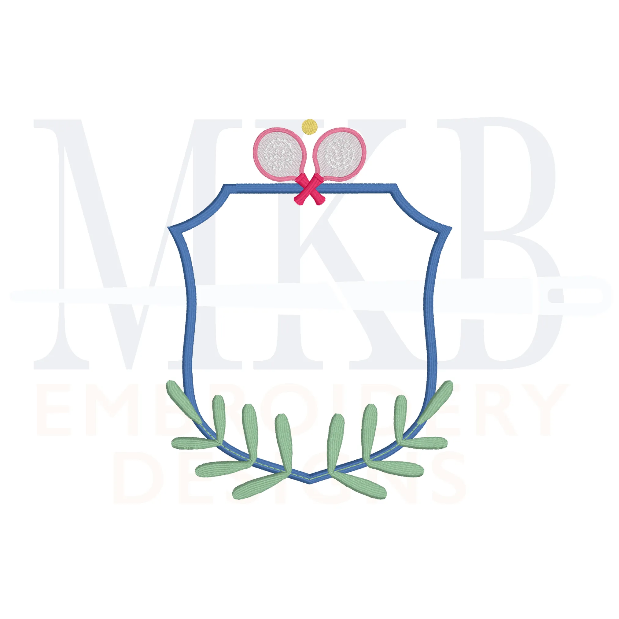Platform Tennis Laurel Crest Embroidery Design, Paddle Tennis, Machine Embroidery Design File