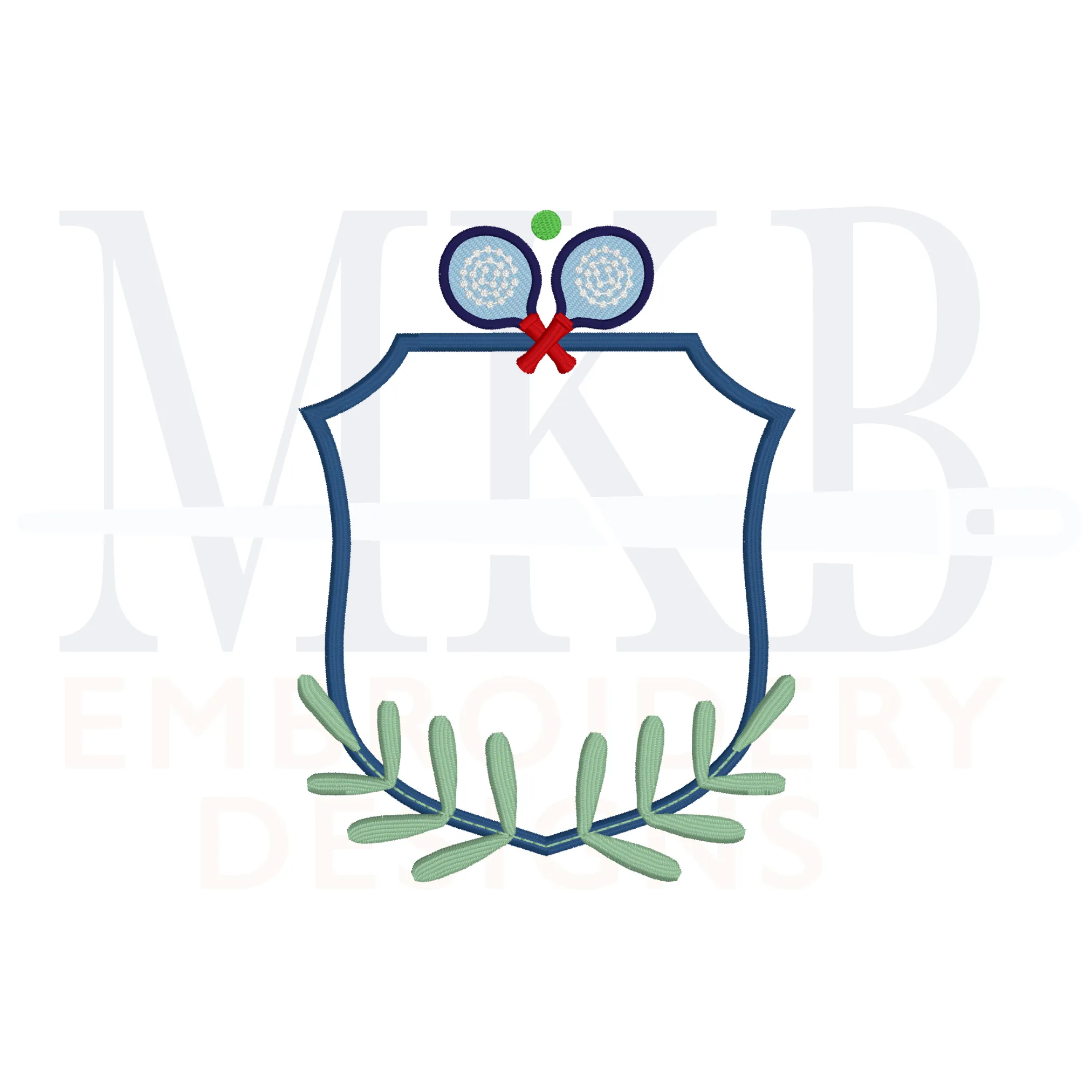 Platform Tennis Laurel Crest Embroidery Design, Paddle Tennis, Machine Embroidery Design File