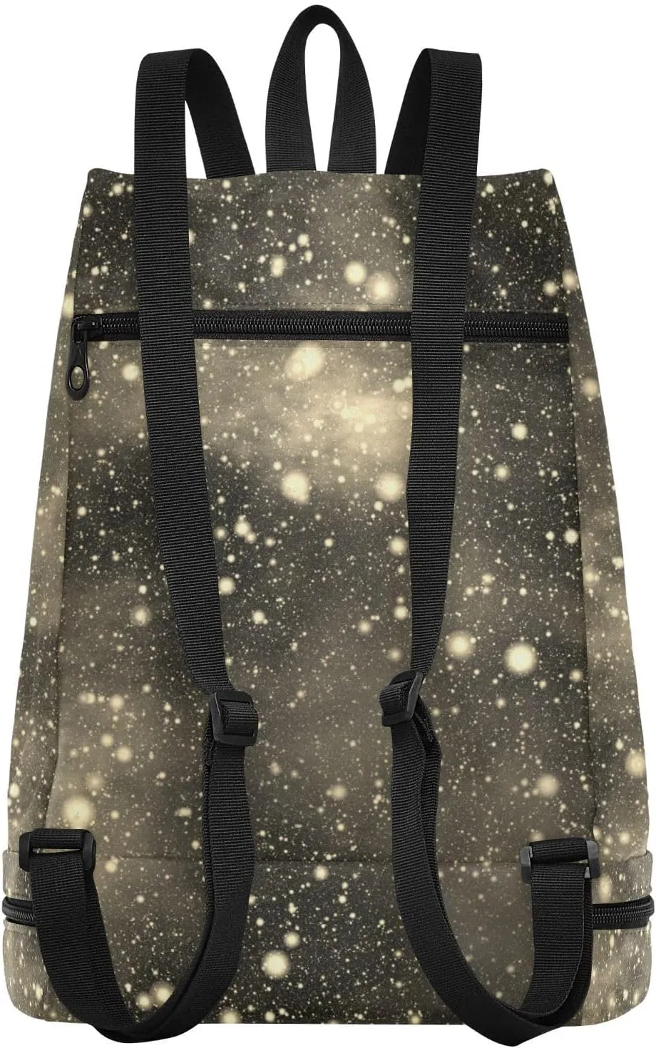 Poeticcity Gym Swimming Drawstring Bags Daypacks Backpack Purse Casual Knapsack Shoulder Bag Sitting Rucksack Nebula Night Starry Sky Rainbow Glittering Galaxy