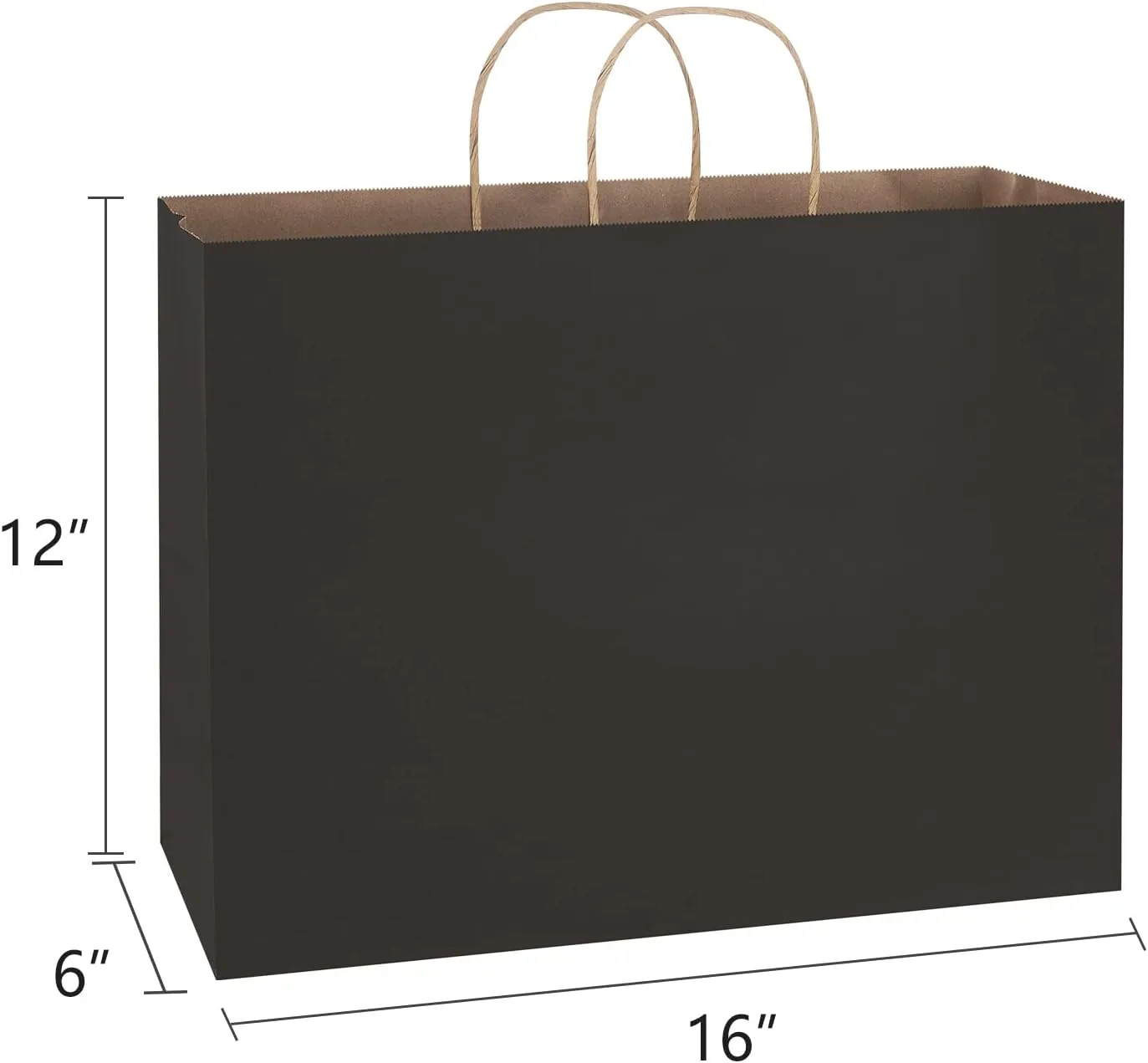 Poever 16x6x12 Kraft Paper Bags with Handles - 50 PCS Bulk, Large Shopping Tote Bags for Retail, Grocery, Merchandise