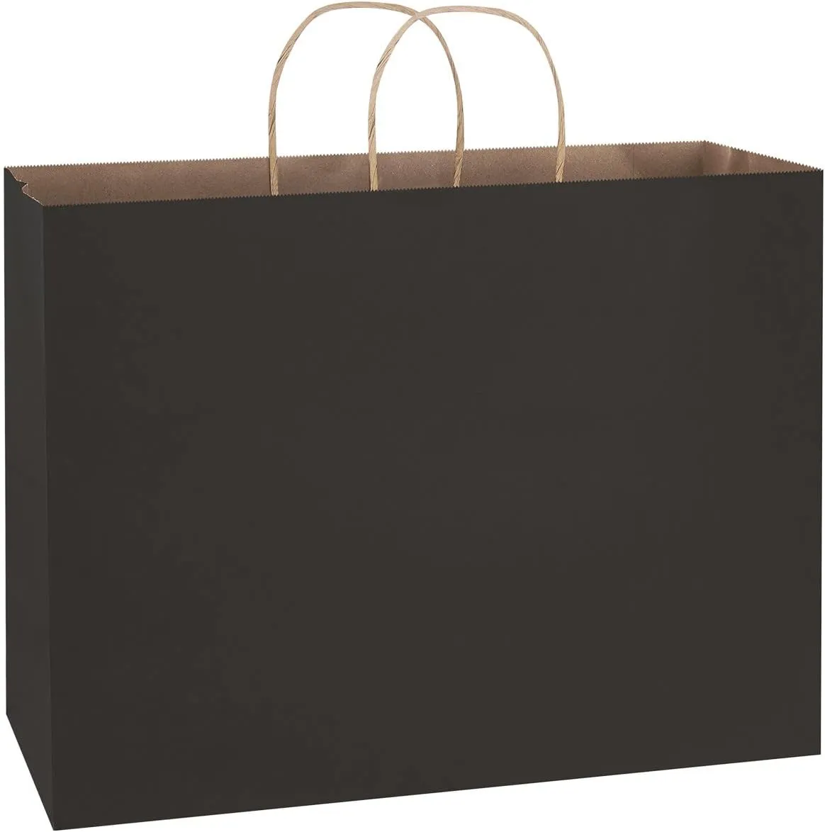 Poever 16x6x12 Kraft Paper Bags with Handles - 50 PCS Bulk, Large Shopping Tote Bags for Retail, Grocery, Merchandise