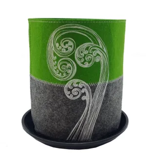 Ponga Frond White On Green / Grey - Ecofelt Growbag