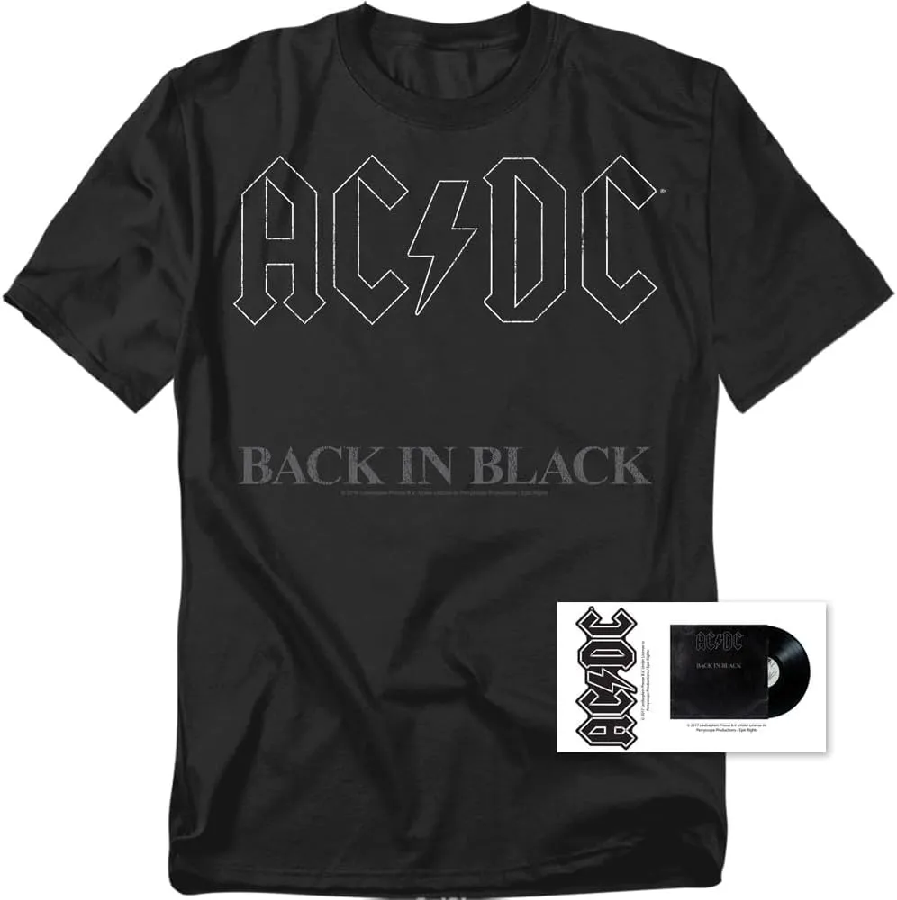 Popfunk ACDC Back in Black Logo Rock Album T Shirt