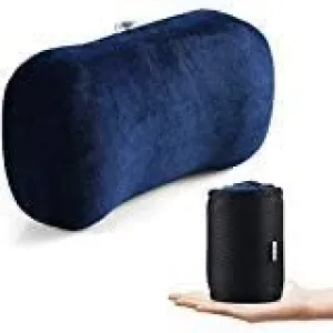 Portable Memory Foam Camping Pillow Travel Pillow Ergonomic Sleeping Bed Pillow for Good Night Sleep Cervical Curved Neck Support for Travel Camping Hiking Car Seat Plane Lumbar Support16.5LX7.8W