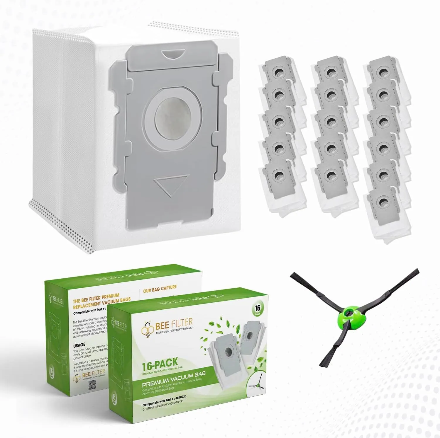 Premium Roomba Vacuum Bags for iRobot i7 , i1 , i3 , i4 , i5 , i8 , j6 , j7 , j8 , j9 , s9 , Combo j5 , i5 , j7 , j9 , 10 Max and i & s & j Series Dirt Disposal Bags (16 Vacuum Bags)