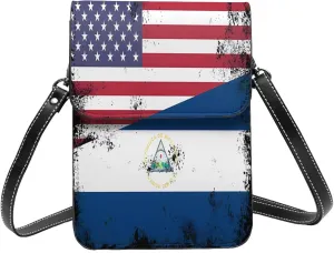 Pride Rainbow American Flag LGBT Leather Crossbody Cell Phone Purse Small Wallet Bags Adjustable Phone Bag for Women
