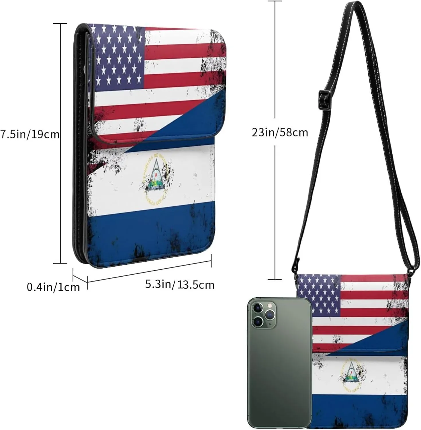 Pride Rainbow American Flag LGBT Leather Crossbody Cell Phone Purse Small Wallet Bags Adjustable Phone Bag for Women