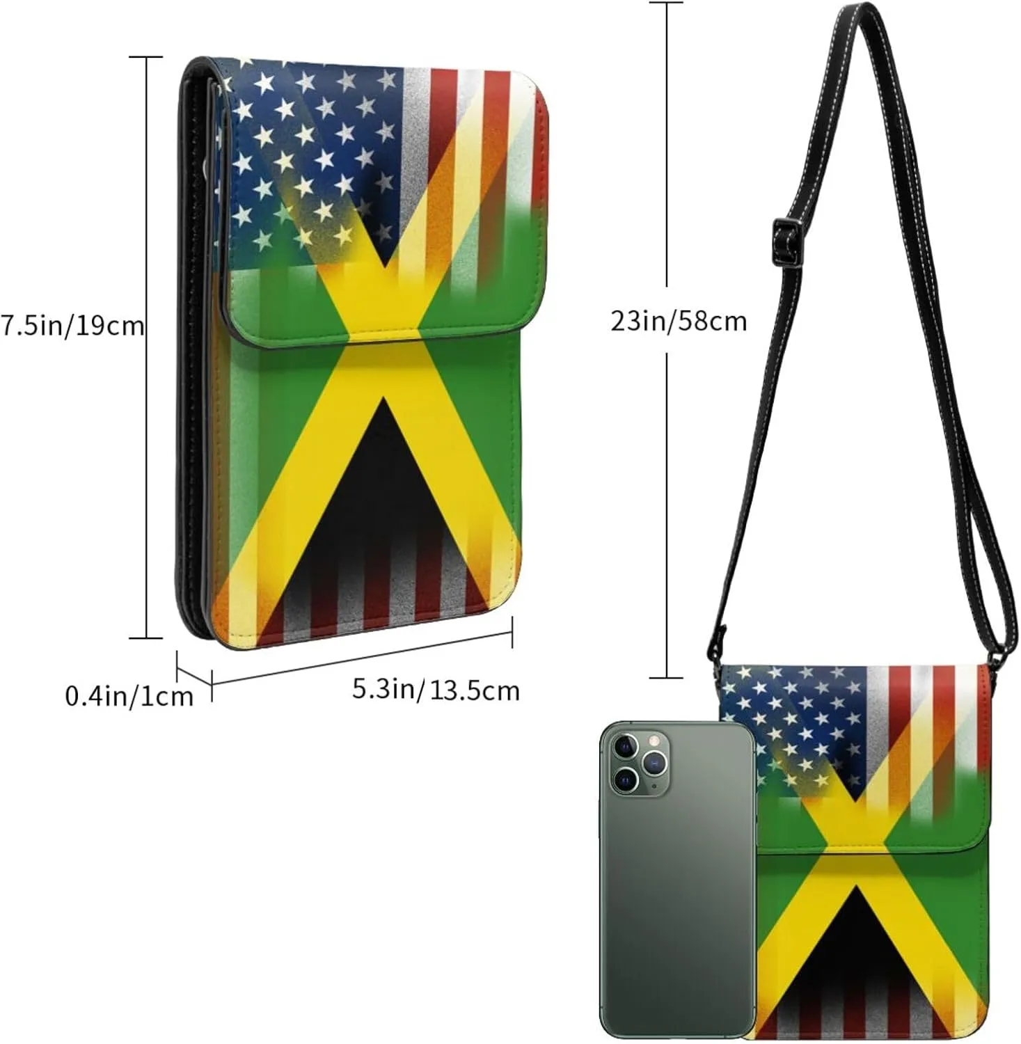 Pride Rainbow American Flag LGBT Leather Crossbody Cell Phone Purse Small Wallet Bags Adjustable Phone Bag for Women
