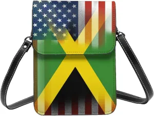 Pride Rainbow American Flag LGBT Leather Crossbody Cell Phone Purse Small Wallet Bags Adjustable Phone Bag for Women