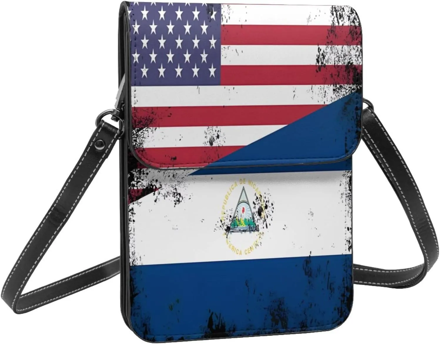 Pride Rainbow American Flag LGBT Leather Crossbody Cell Phone Purse Small Wallet Bags Adjustable Phone Bag for Women