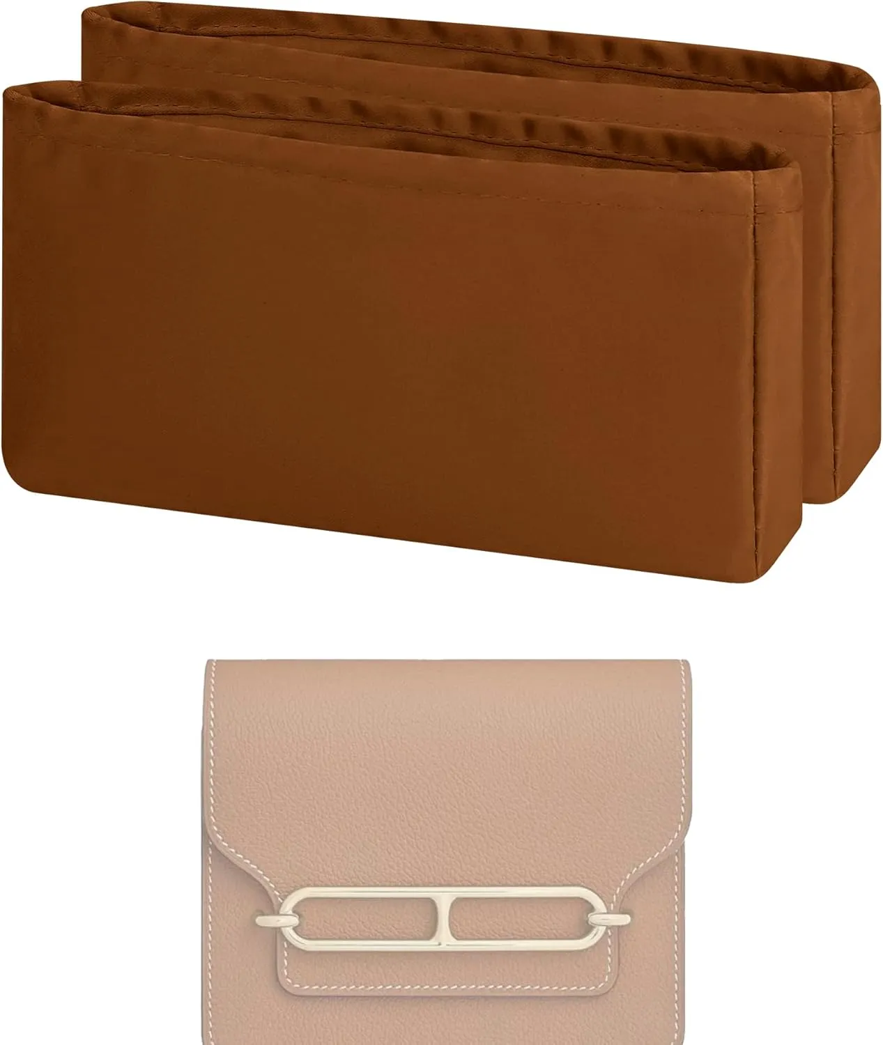 Purse Handbag Silky Organizer Insert Keep Bag Shape Fits Hermes Roulis 18/23 bags, Luxury Handbag Tote Lightweight Sturdy(Roulis 18,Gold)