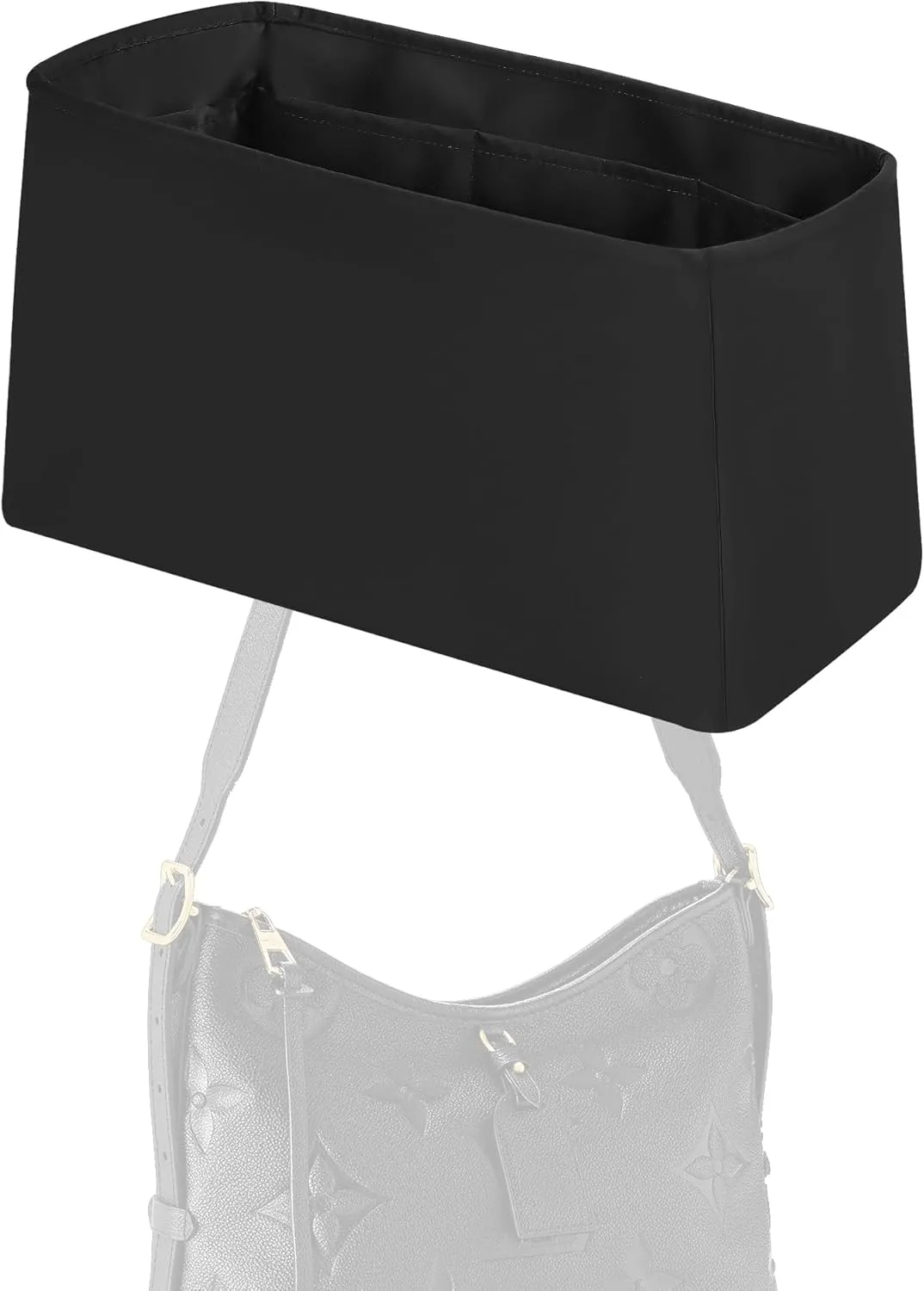 Purse Handbag Silky Organizer Insert Keep Bag Shape Fits LV Caryyall PM/MM bags, Luxury Handbag Tote Lightweight Sturdy(Carryall MM,Black)