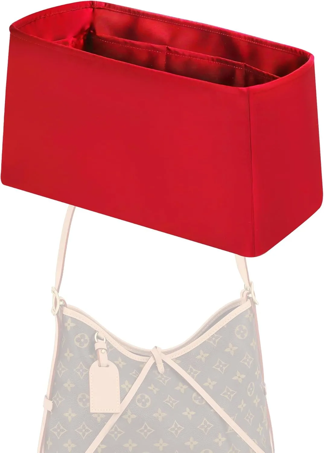 Purse Handbag Silky Organizer Insert Keep Bag Shape Fits LV Caryyall PM/MM bags, Luxury Handbag Tote Lightweight Sturdy(Carryall PM,Rouge moyen)
