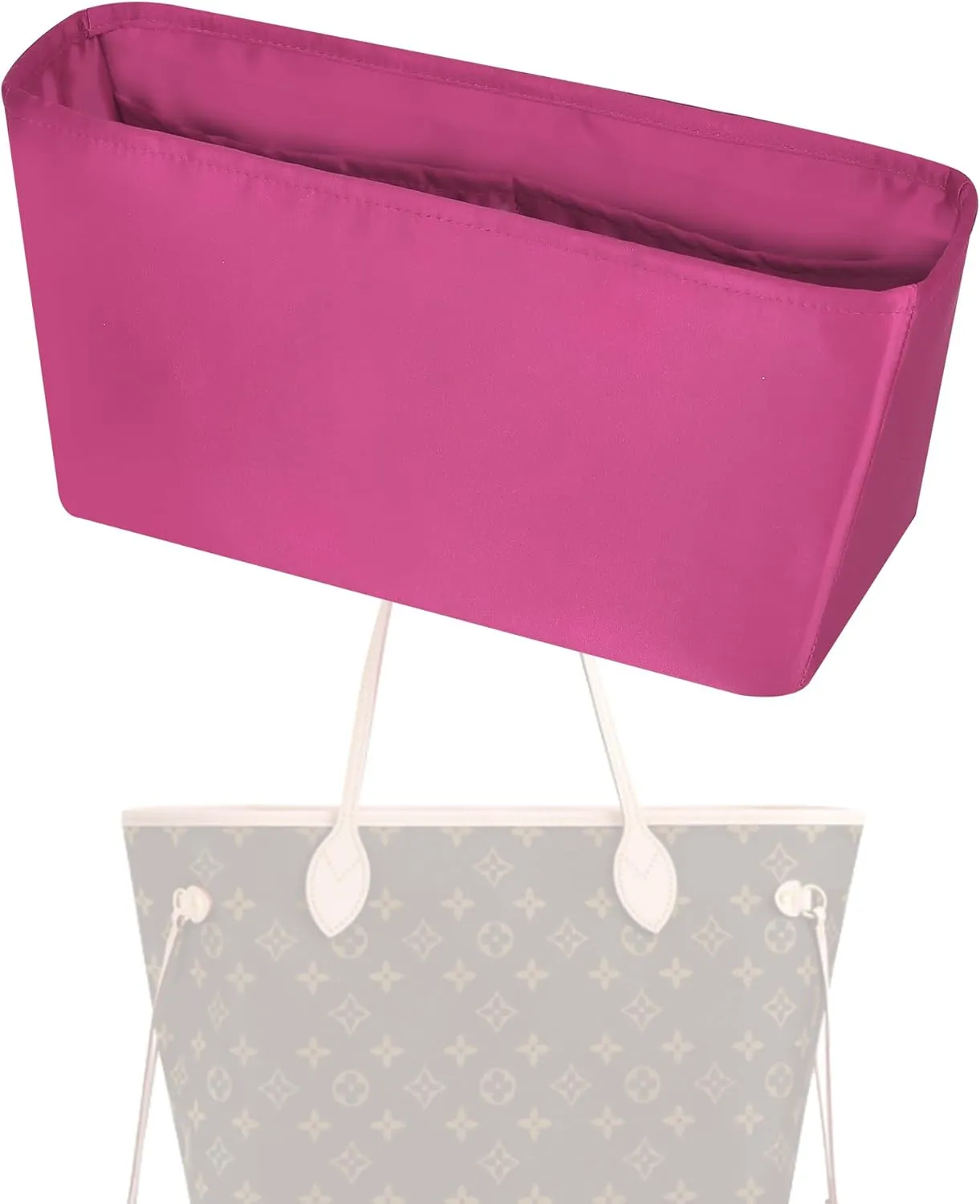 Purse Handbag Silky Organizer Insert Keep Bag Shape Fits LV-Neverfull-PM/MM/GM Bags, Luxury Handbag Tote Lightweight Sturdy(Rose pourpre, Neverfull-MM)