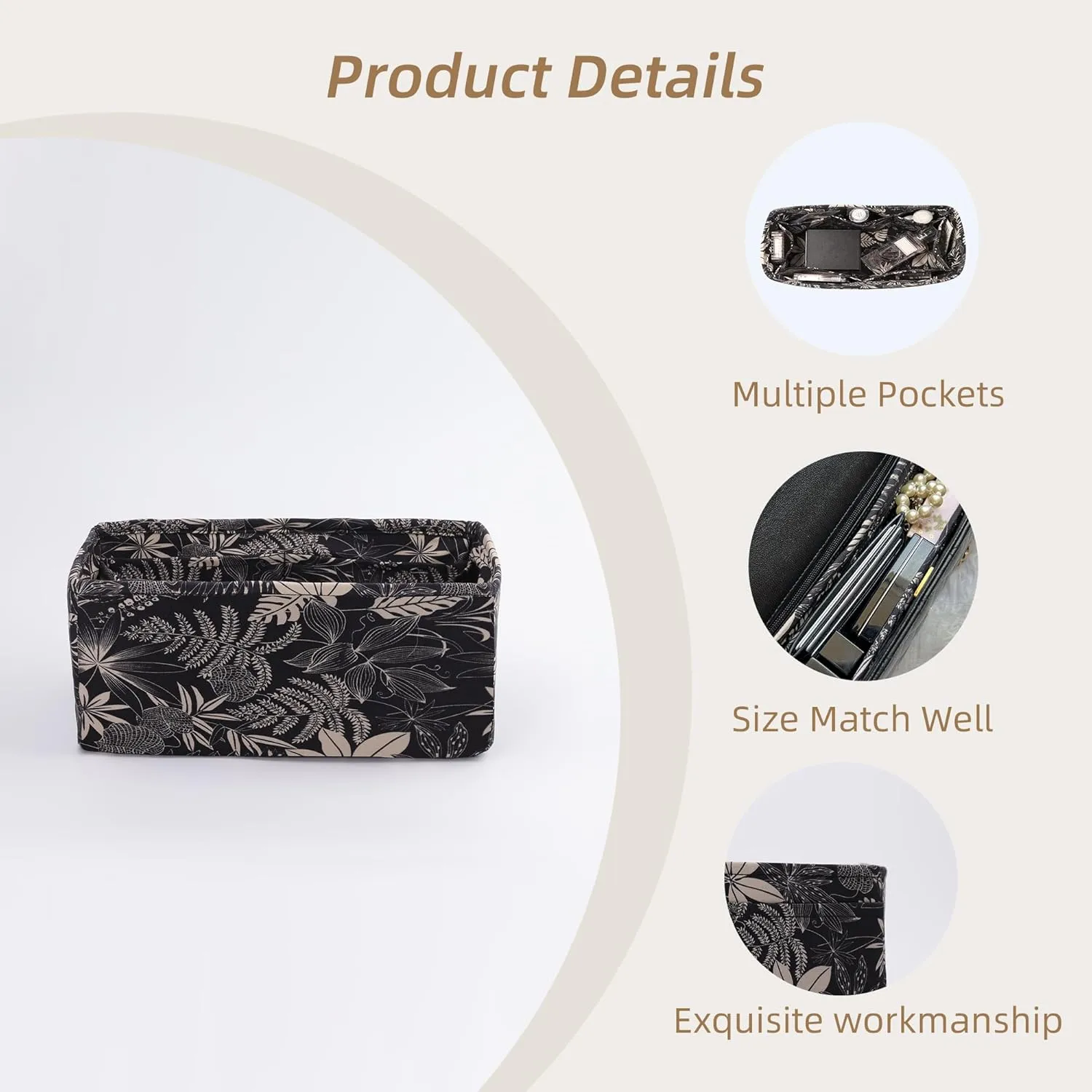 Purse Organizer Insert fits Hermes Geta Bags, Large Capacity Inner Bag, Geta Bag Insert, Luxury Handbag Tote Shaper (Geta, Dark Fragrance)