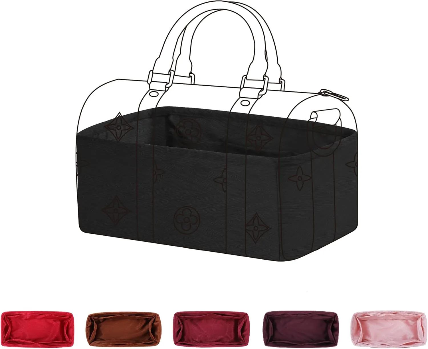 Purse Organizer Insert for Keepall XS/25/27/45/50/55, Lightweight Bag Shaper Liner, Soft Women Luxury Handbag Tote Inner Bag(Keepall 55,Black)