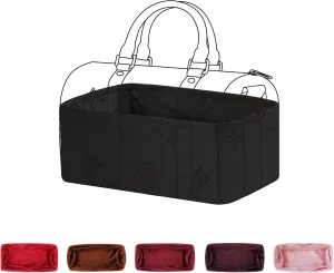 Purse Organizer Insert for Keepall XS/25/27/45/50/55, Lightweight Bag Shaper Liner, Soft Women Luxury Handbag Tote Inner Bag(Keepall 55,Black)