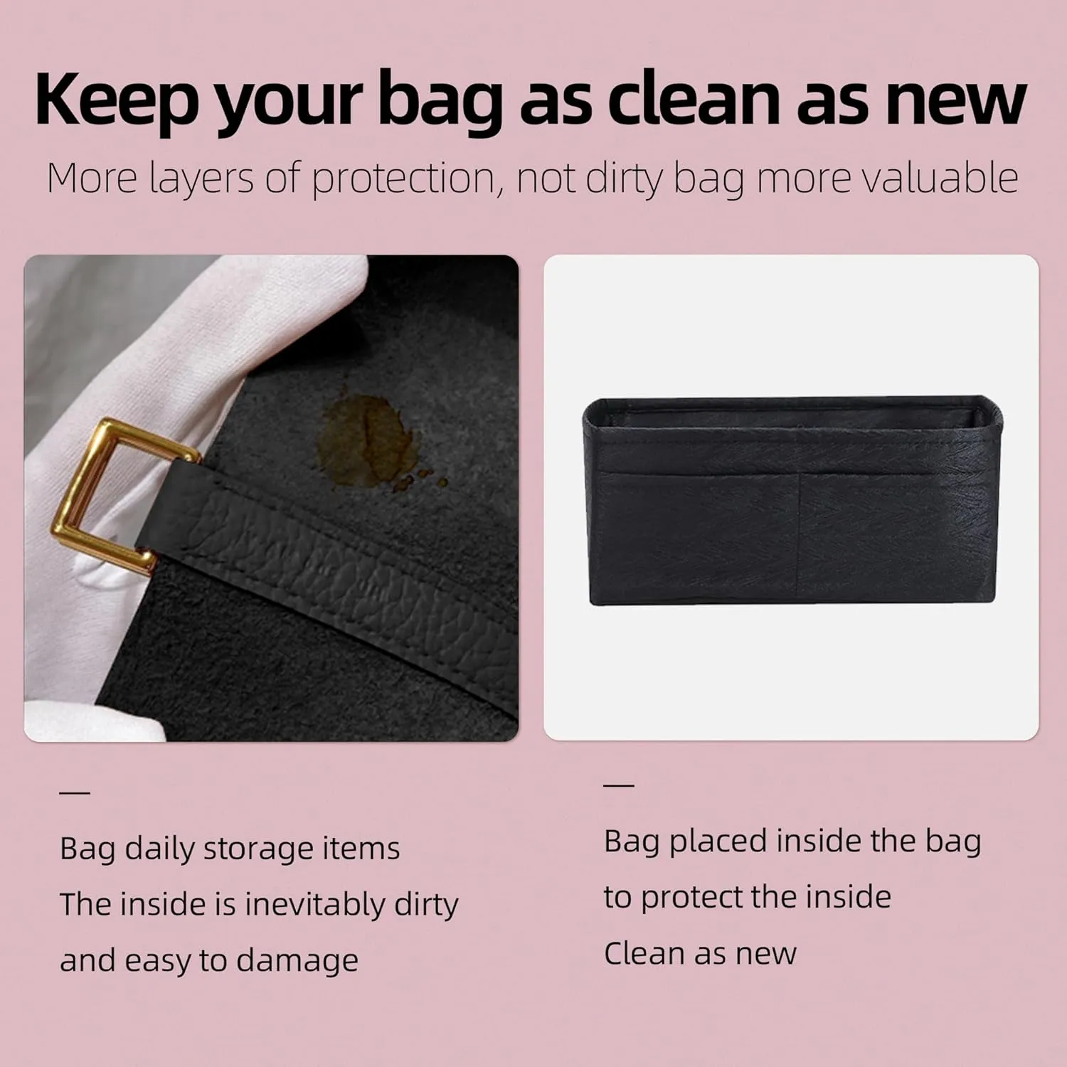 Purse Organizer Insert for Keepall XS/25/27/45/50/55, Lightweight Bag Shaper Liner, Soft Women Luxury Handbag Tote Inner Bag(Keepall 55,Black)