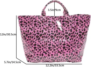 PVC Tote Bag,Leopard Print Bag Women's Letter Print Bag Large Cheetah Work Handbag Carry All Tote Bag Plastic Tote Bag