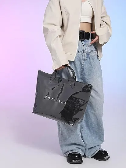 PVC Tote Bags for Women, Womens Letter Print Tote Bag Large, Clear PVC Carry All Bag, Cheetah Print Bag for Women