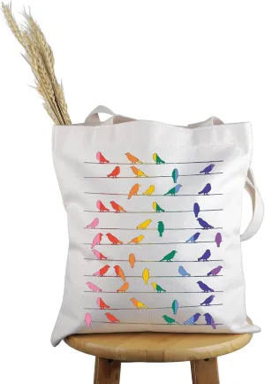 PWHAOO Bird Lover Gift LGBTQ Bird Nerd Tote Bag LGBTQ Pride Handbag Birdwatcher Gift Rainbow Birdwatching Travel Bag