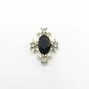 Queen - Nail Charms 10pc - #230 Gold Black Gem Crest