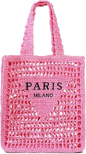 QZUnique Straw Beach Tote Bag for Women Summer Woven Shoulder Purse Handbag Large Handwoven Handbag Hobo for Vacation Travel