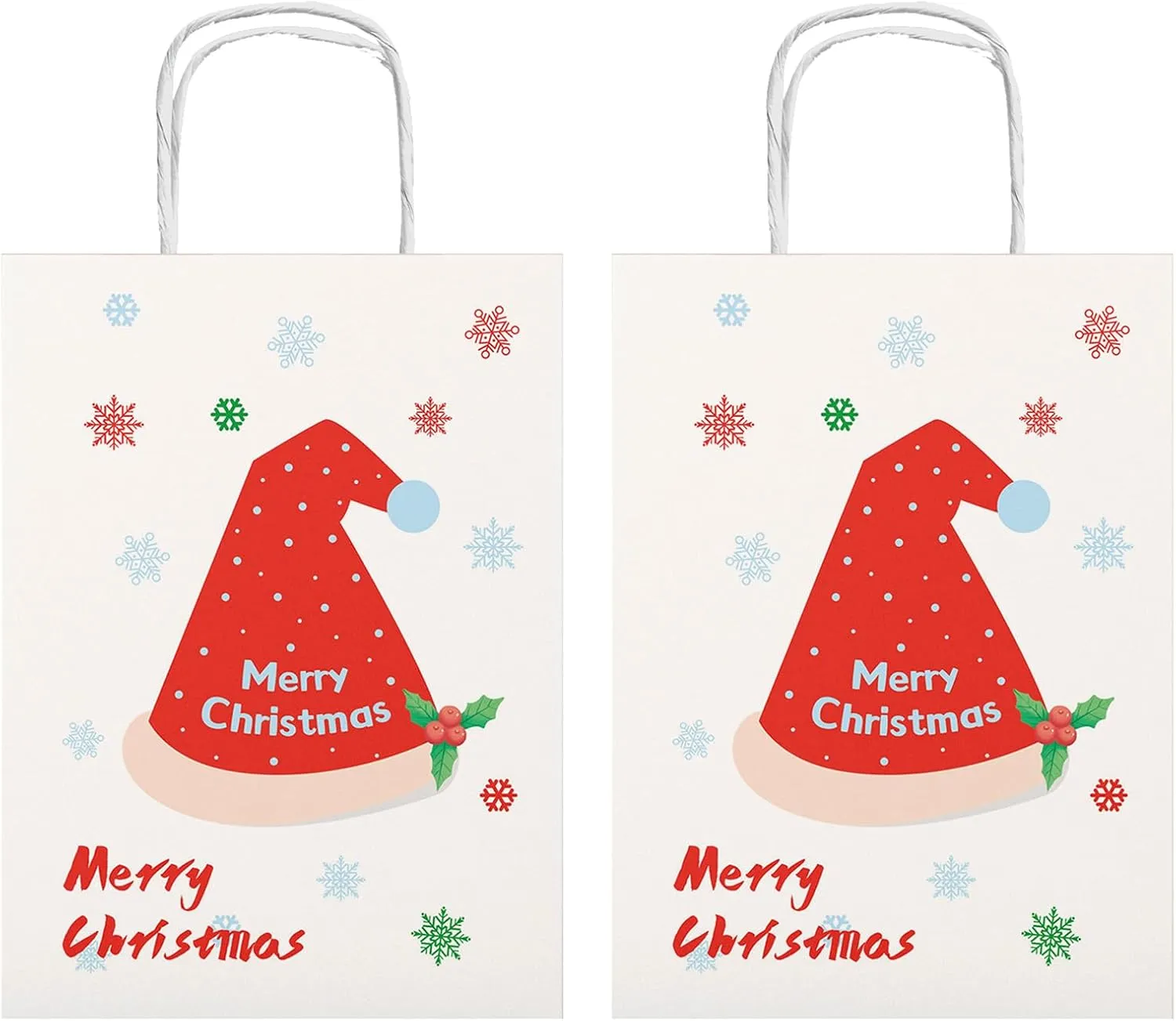 RACETOP 50 PCS Custom Kraft Paper Bags with Logo for Small Business, 8x4.5x10.8 Inch Medium Size, Personalized Gift Bags, Brown Shopping Paper bag with Handle Bulk, White Goodie Bag