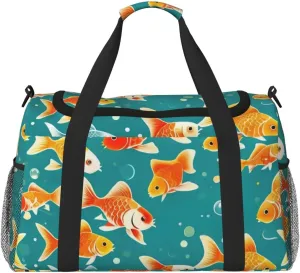 Radiant Goldfish Print Travel Duffel Bag for Men & Women, Foldable Travel Bags and Spacious Weekender Tote Bag for Storage Toiletry Luggage Personal Item