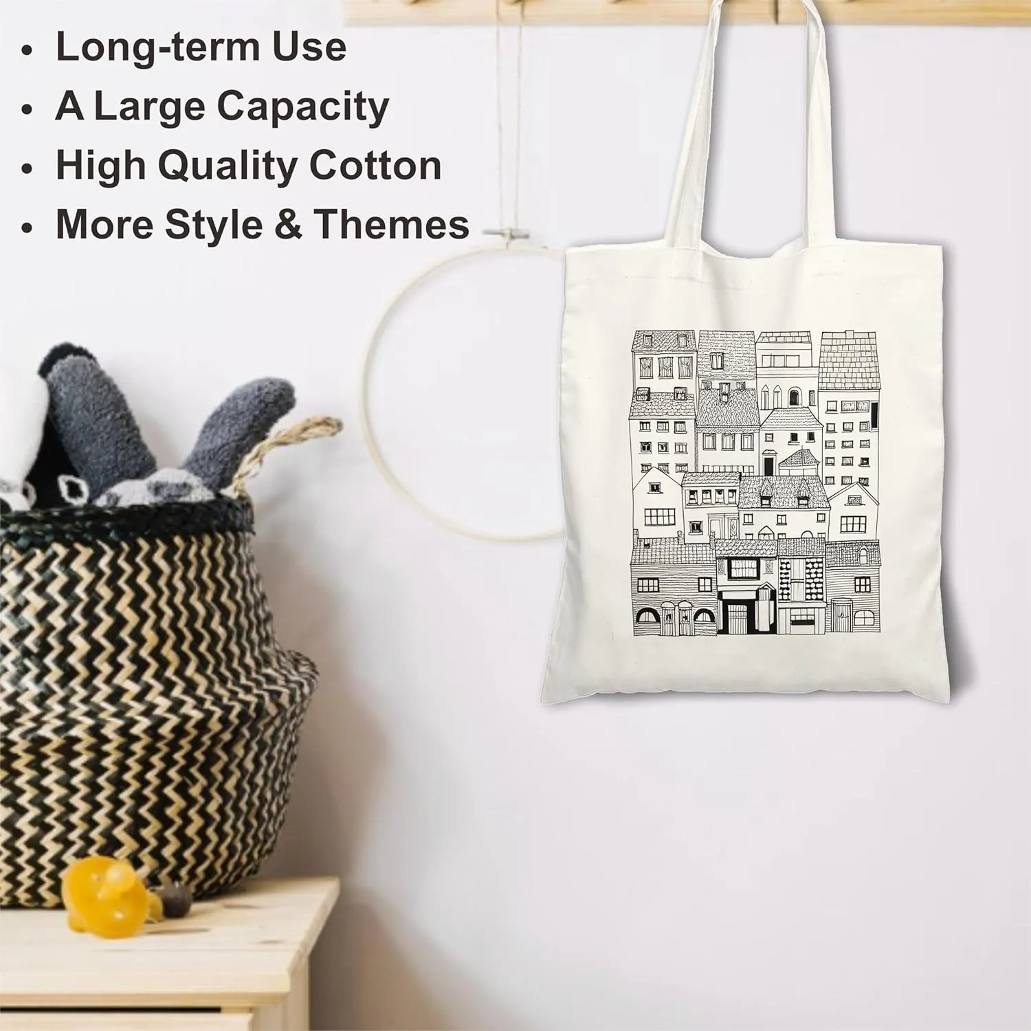 Rainbow & Sunshine Inspiring Cotton Tote Bags For Shopping,