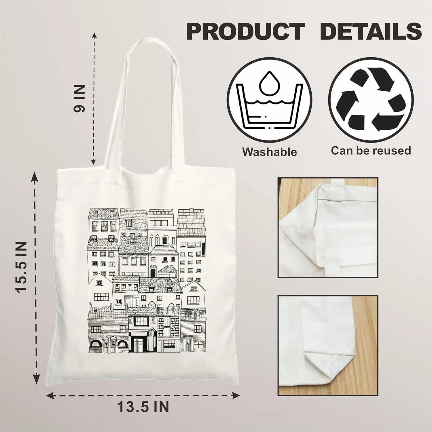 Rainbow & Sunshine Inspiring Cotton Tote Bags For Shopping,