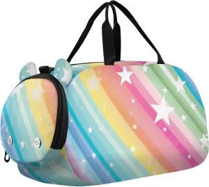 Rainbow and Stars Duffle Bag for Girl, Sports Duffle Gym Bags with Shoe Compartment, Personalized Overnight Bag Travel Weekender for Kids