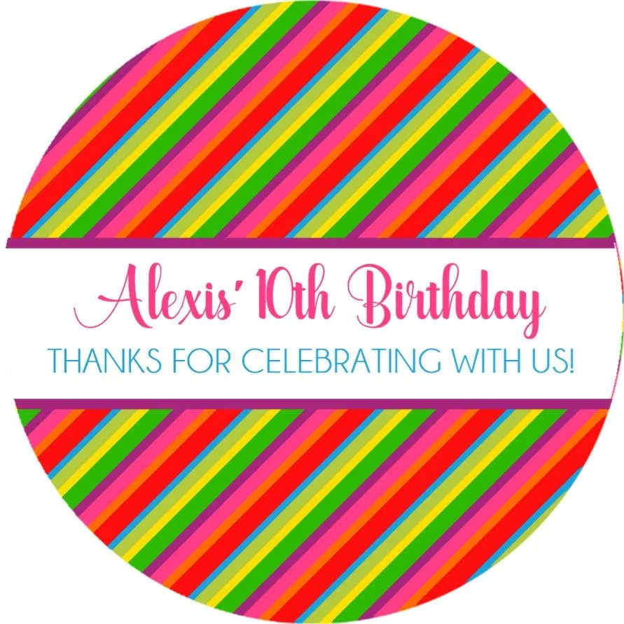 Rainbow Birthday Party Stickers