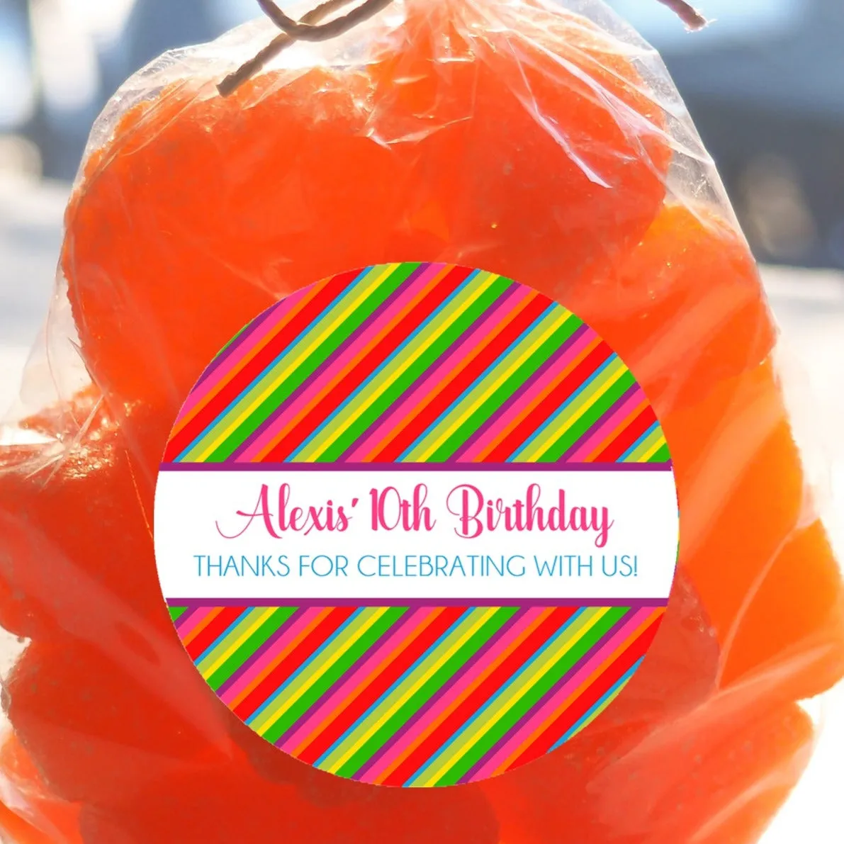 Rainbow Birthday Party Stickers
