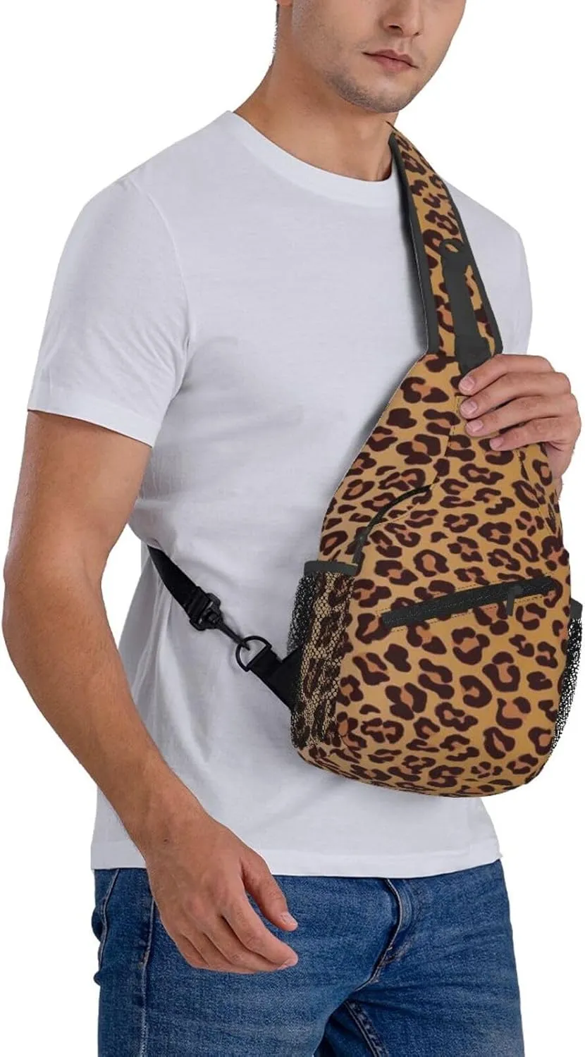 rainbow cheetah Sling Bag Adjustable Crossbody Bag Casual Chest Bags Travel Shoulder Backpack For Women Men