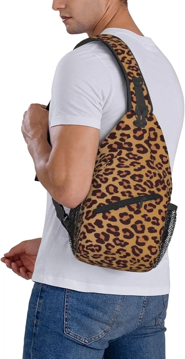 rainbow cheetah Sling Bag Adjustable Crossbody Bag Casual Chest Bags Travel Shoulder Backpack For Women Men
