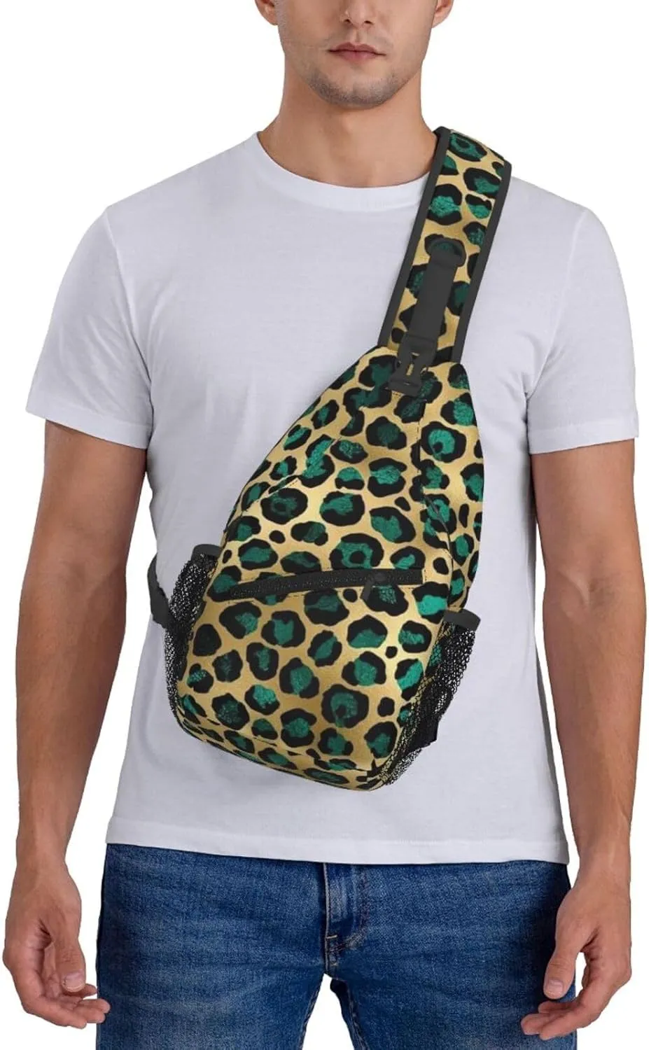 rainbow cheetah Sling Bag Adjustable Crossbody Bag Casual Chest Bags Travel Shoulder Backpack For Women Men