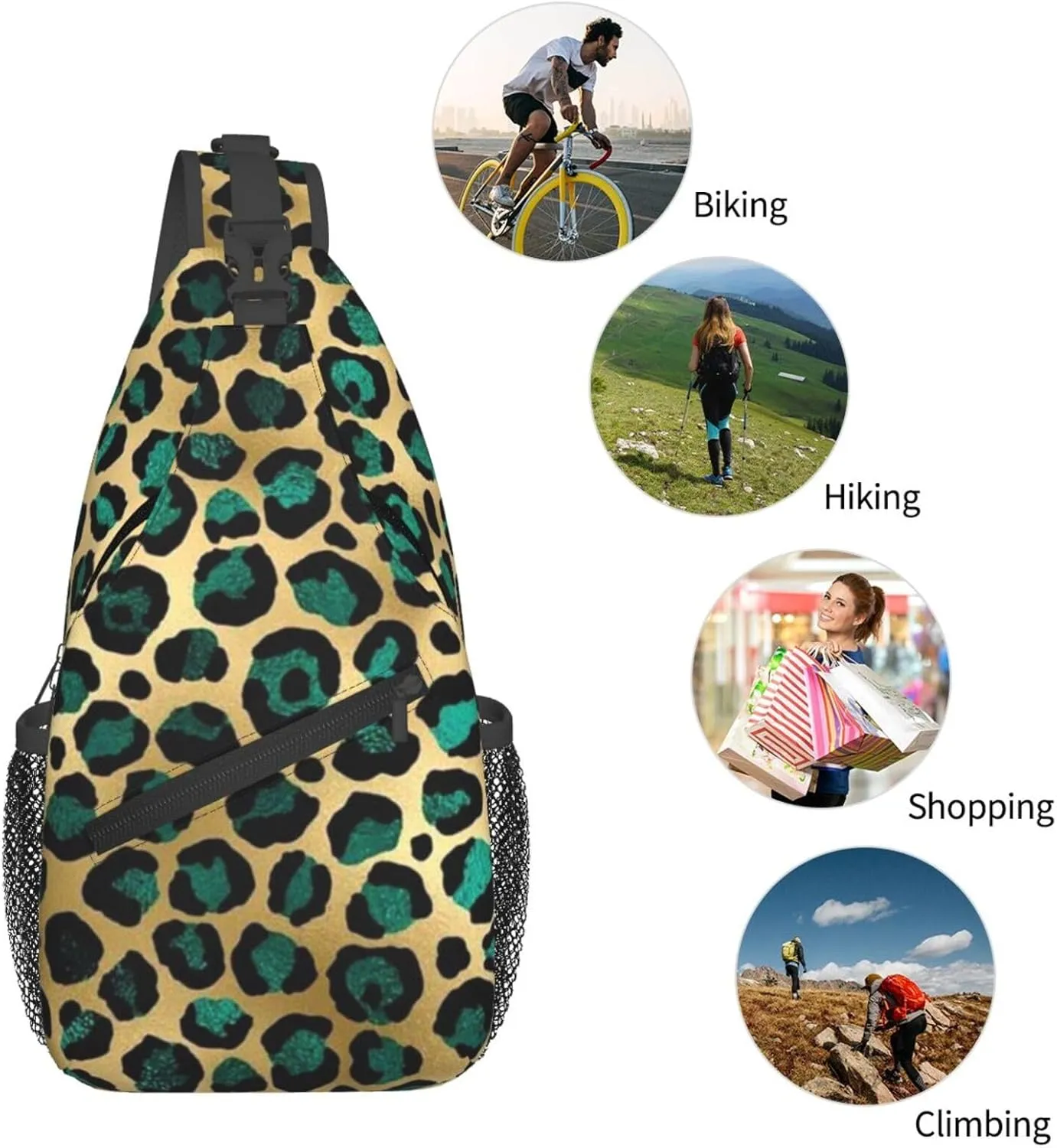 rainbow cheetah Sling Bag Adjustable Crossbody Bag Casual Chest Bags Travel Shoulder Backpack For Women Men