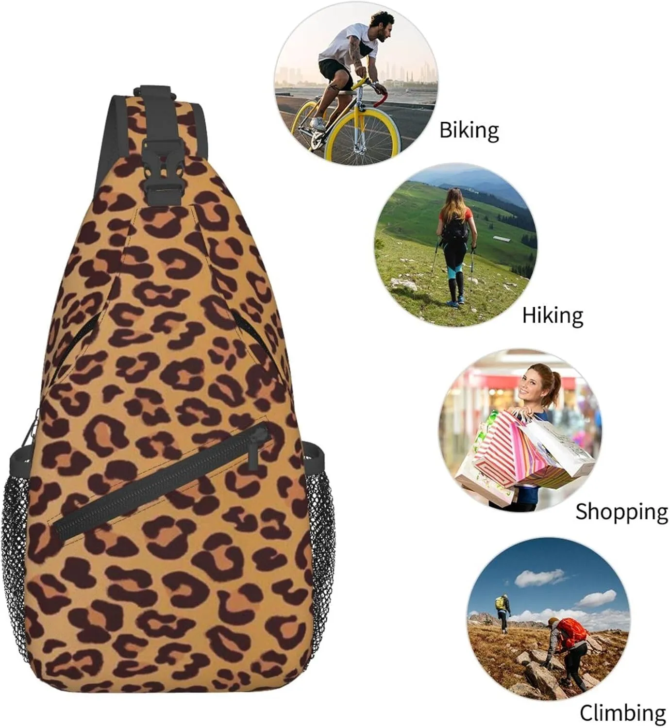 rainbow cheetah Sling Bag Adjustable Crossbody Bag Casual Chest Bags Travel Shoulder Backpack For Women Men