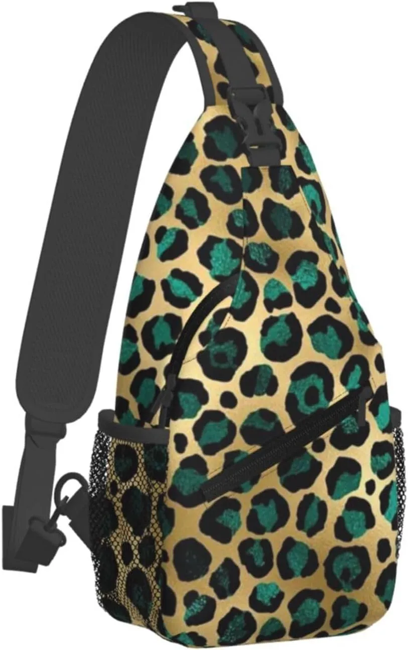 rainbow cheetah Sling Bag Adjustable Crossbody Bag Casual Chest Bags Travel Shoulder Backpack For Women Men