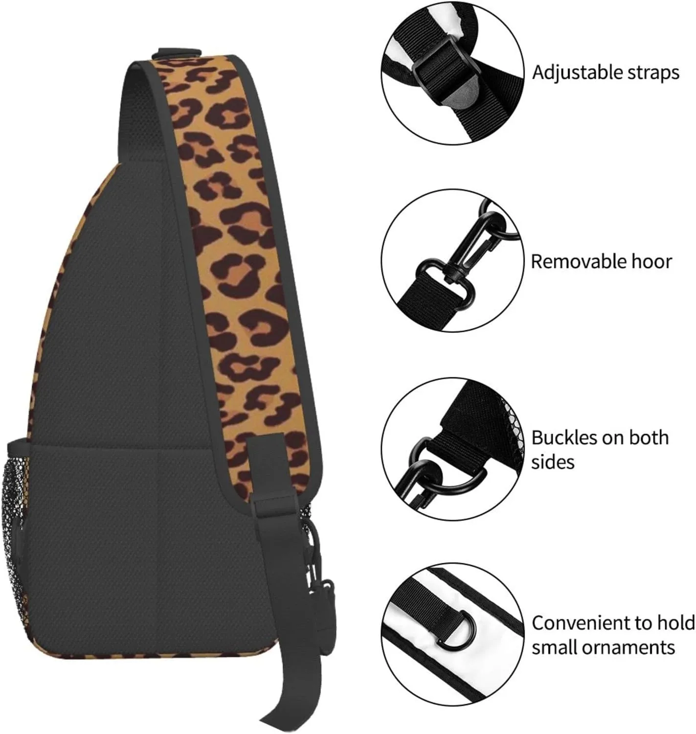 rainbow cheetah Sling Bag Adjustable Crossbody Bag Casual Chest Bags Travel Shoulder Backpack For Women Men