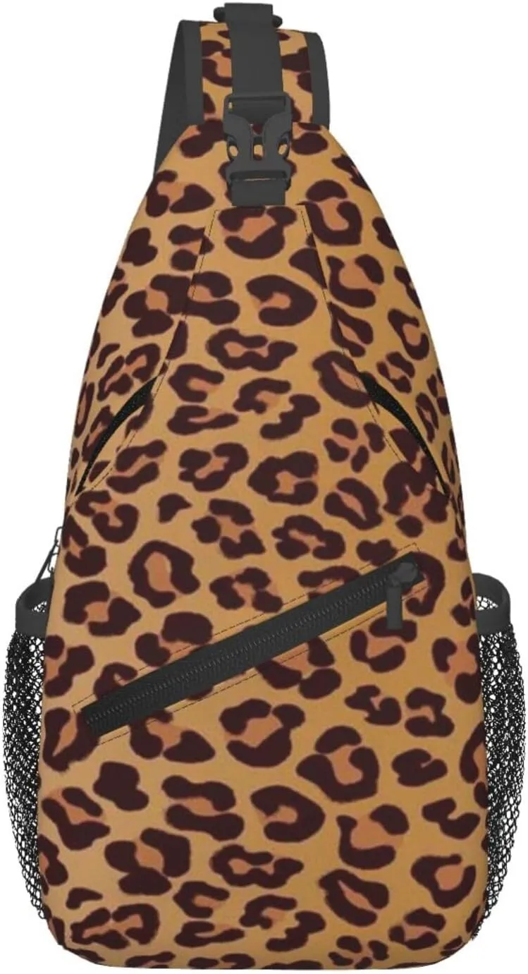 rainbow cheetah Sling Bag Adjustable Crossbody Bag Casual Chest Bags Travel Shoulder Backpack For Women Men