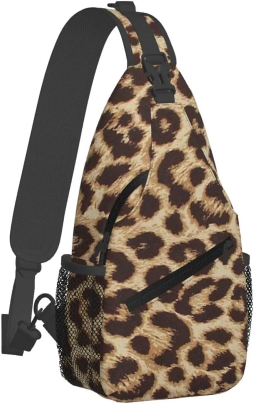 rainbow cheetah Sling Bag Adjustable Crossbody Bag Casual Chest Bags Travel Shoulder Backpack For Women Men