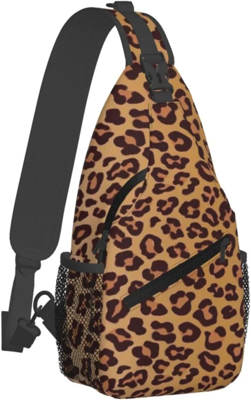 rainbow cheetah Sling Bag Adjustable Crossbody Bag Casual Chest Bags Travel Shoulder Backpack For Women Men