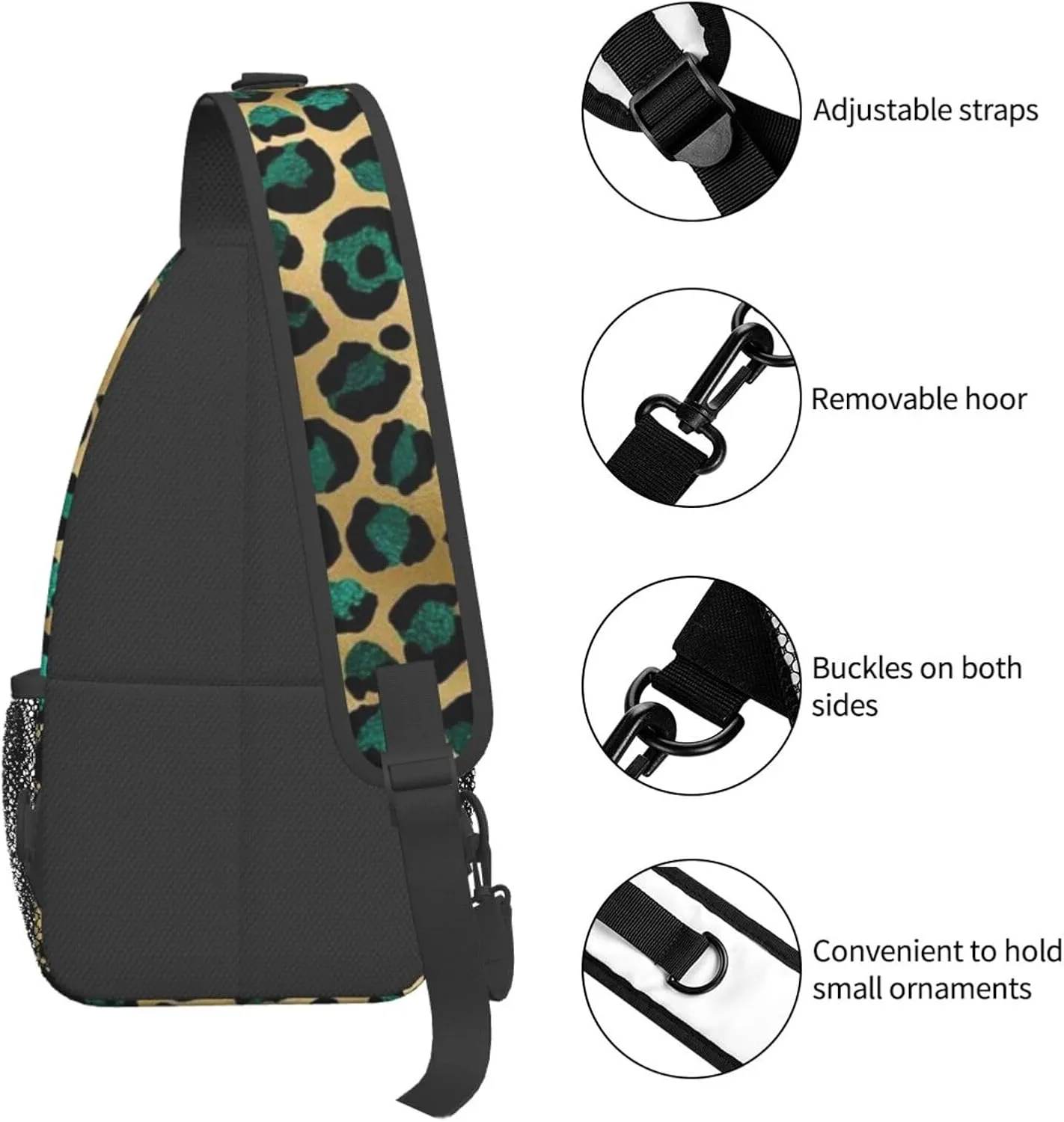 rainbow cheetah Sling Bag Adjustable Crossbody Bag Casual Chest Bags Travel Shoulder Backpack For Women Men