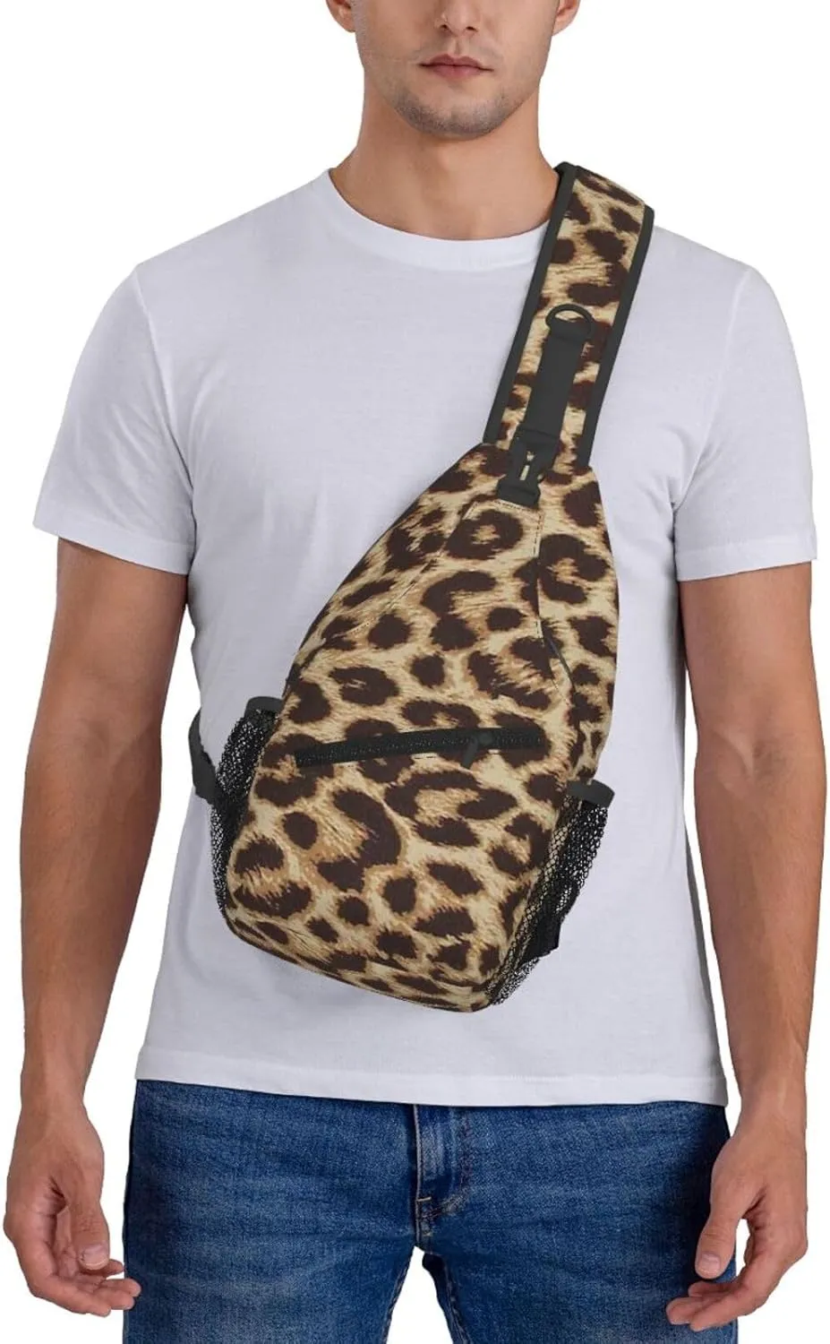 rainbow cheetah Sling Bag Adjustable Crossbody Bag Casual Chest Bags Travel Shoulder Backpack For Women Men