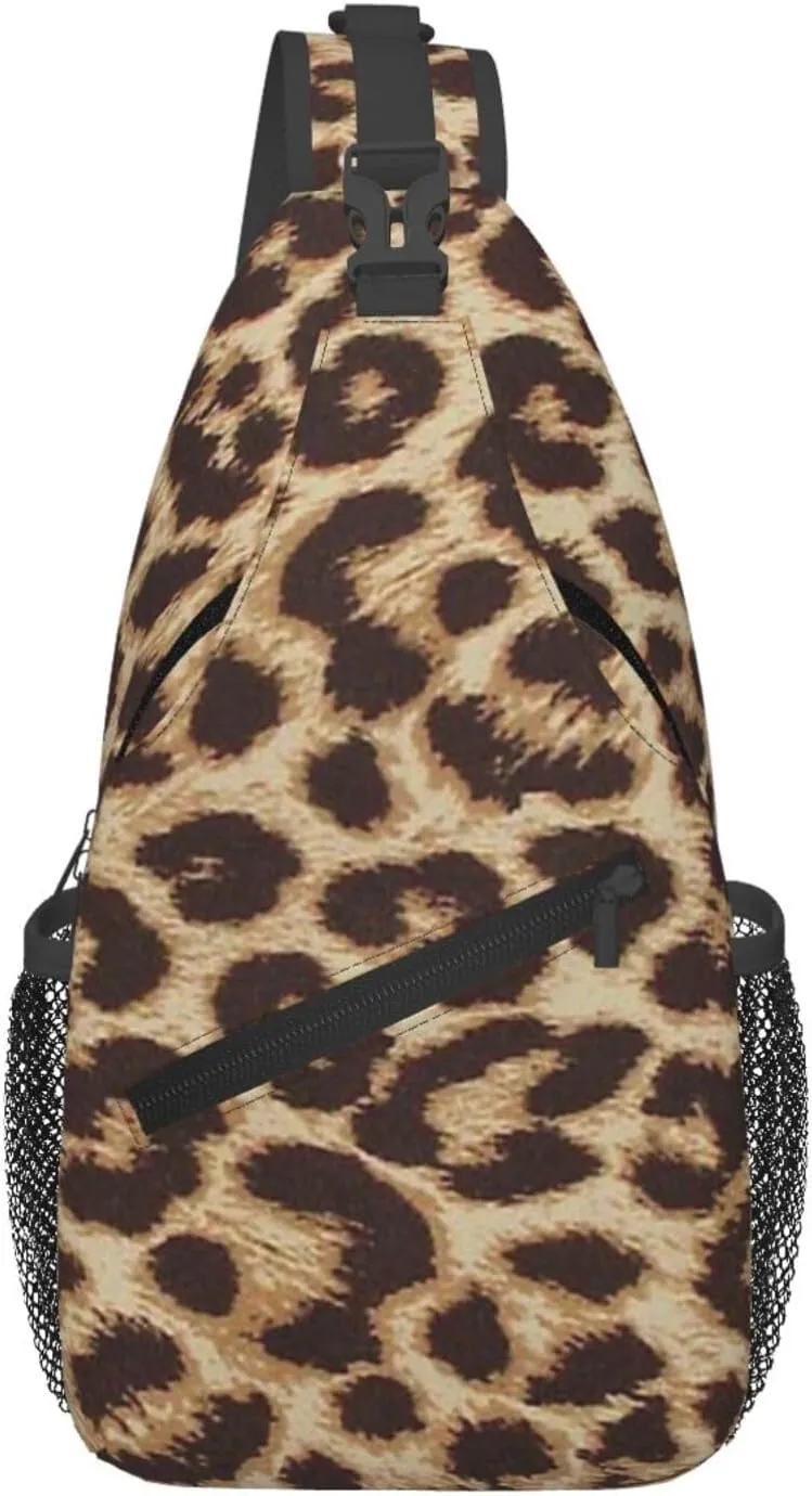 rainbow cheetah Sling Bag Adjustable Crossbody Bag Casual Chest Bags Travel Shoulder Backpack For Women Men